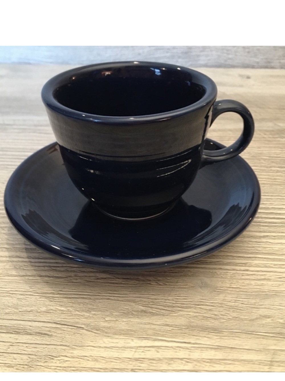 Never used cobalt fiestaware tea cup and saucer